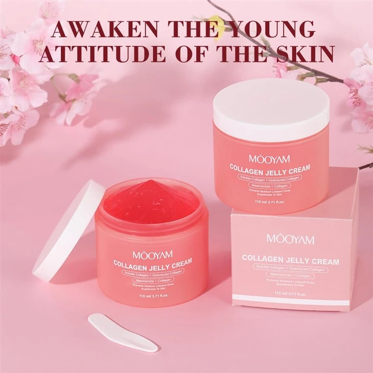 Custom Glowing Lightening Face Cream Overnight Hydrolyzed Collagen Niacinamide Moisturizing Collagen Jelly Cream suppliers